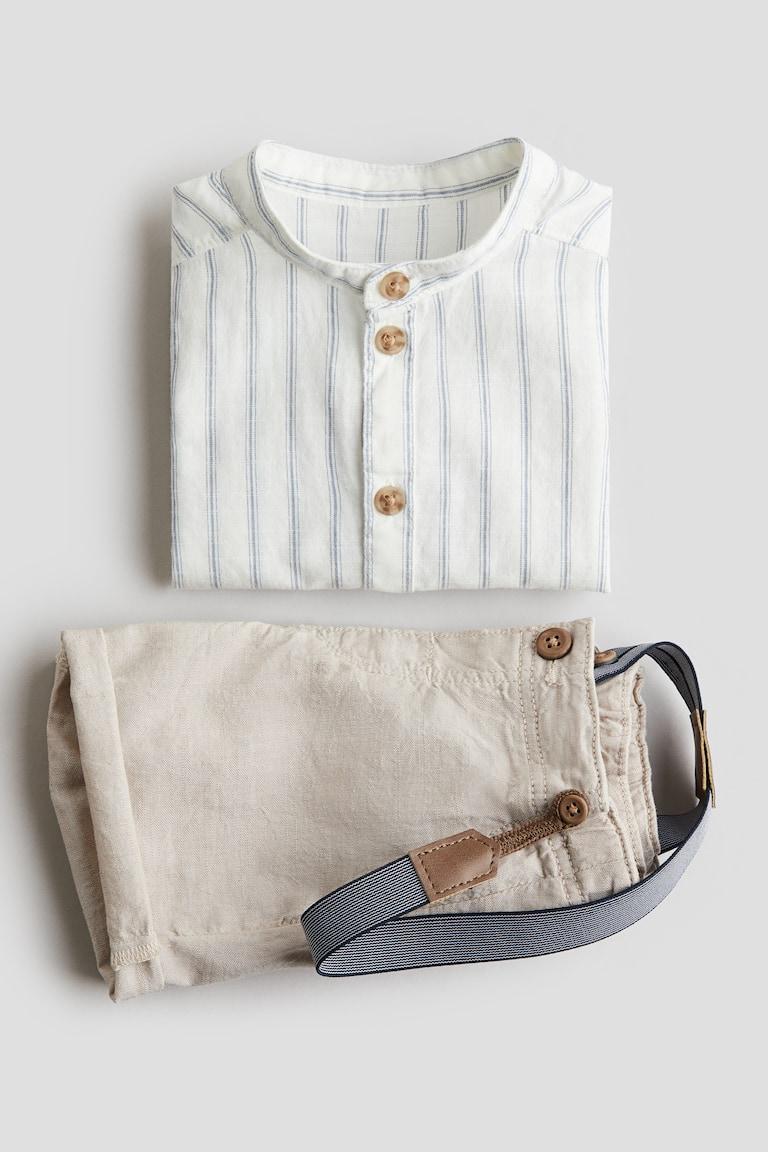 H&M Set 2 Pezzi Con Bretelle - Bianco/righe - BAMBINO