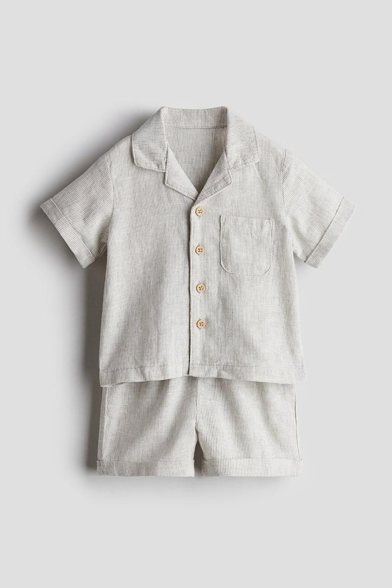 H&M Set 2 pezzi in misto lino - Verde chiaro - BAMBINO