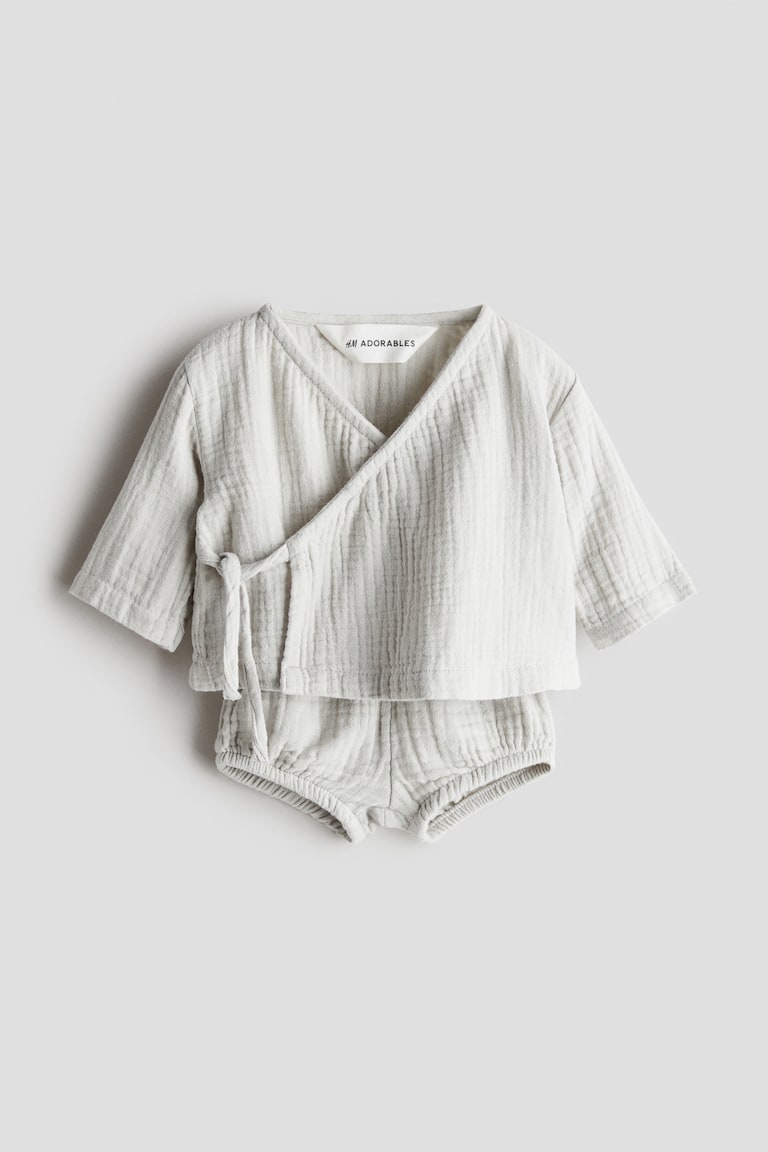 H&M Set 2 pezzi in mussola di cotone - Crema - BAMBINO