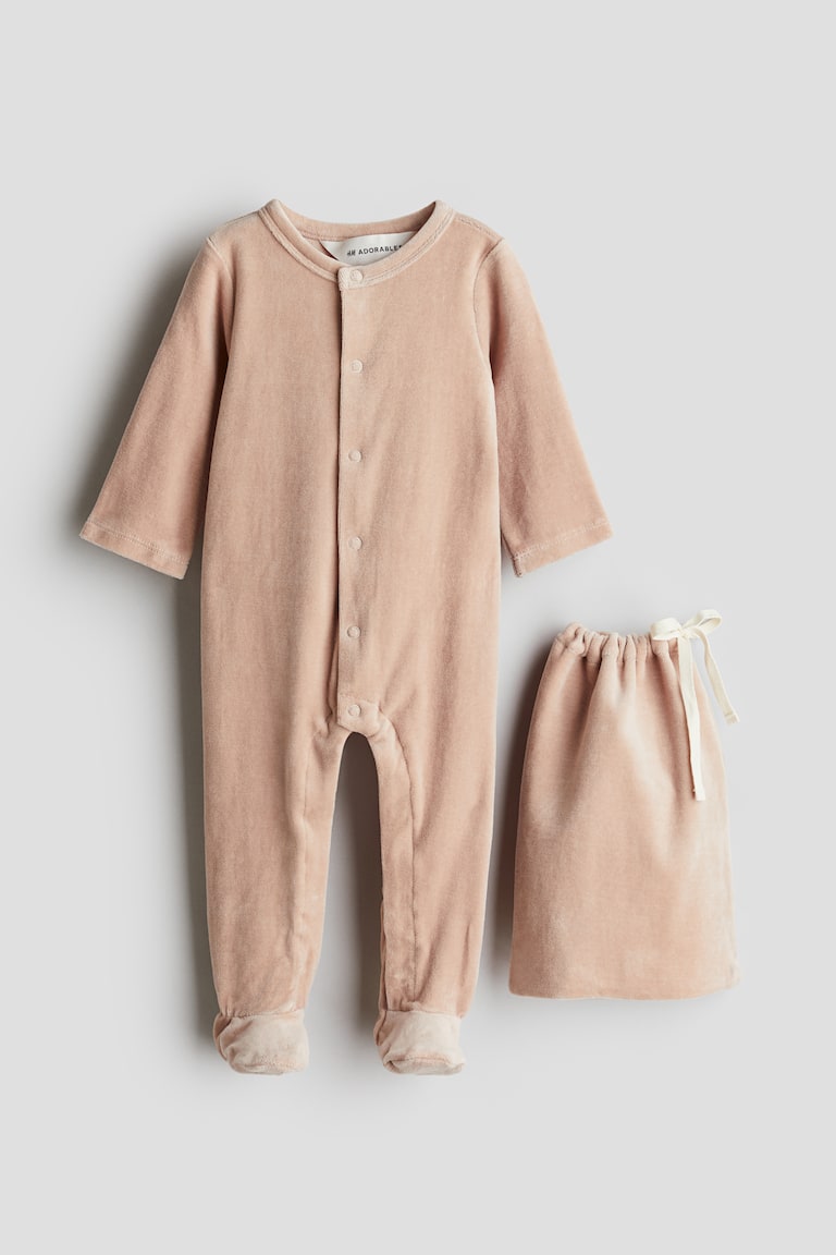 H&M Set regalo pigiamino in velour - Beige - BAMBINO