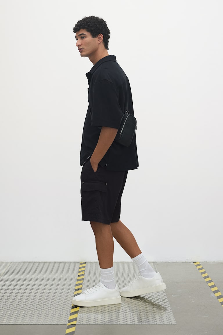 H&M Shorts Cargo Relaxed Fit - Nero - UOMO