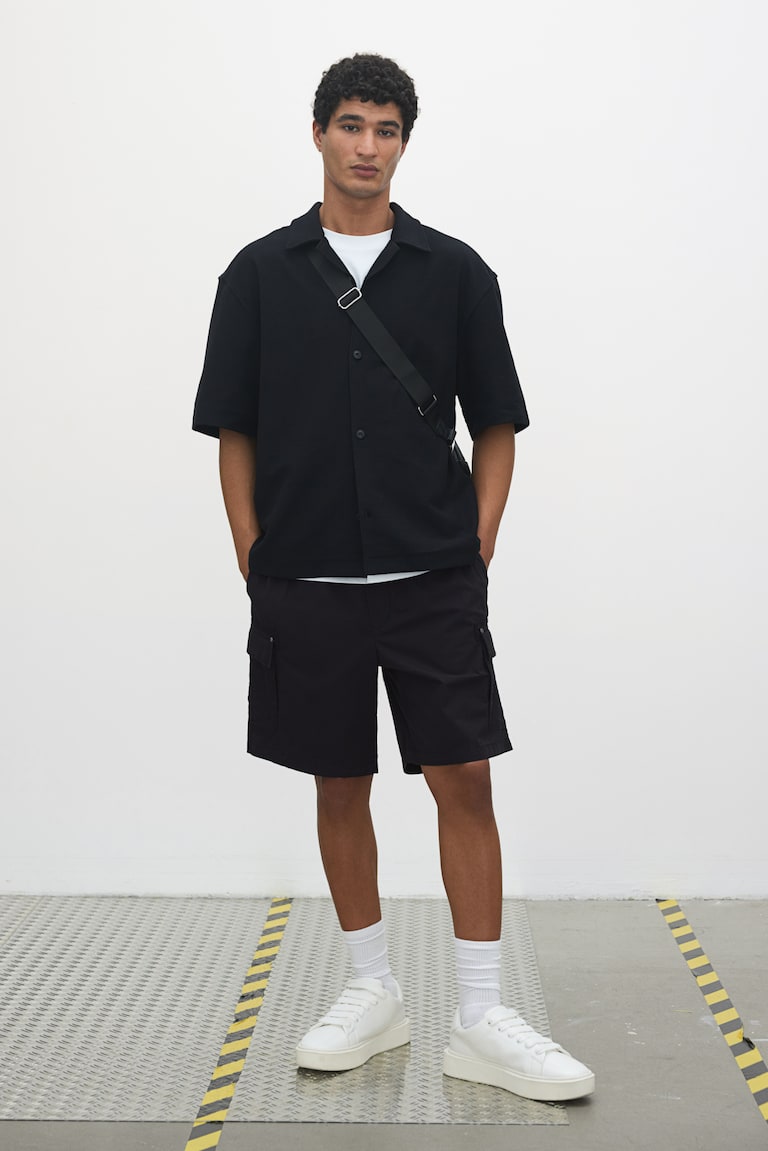 H&M Shorts cargo Relaxed Fit - Nero - UOMO