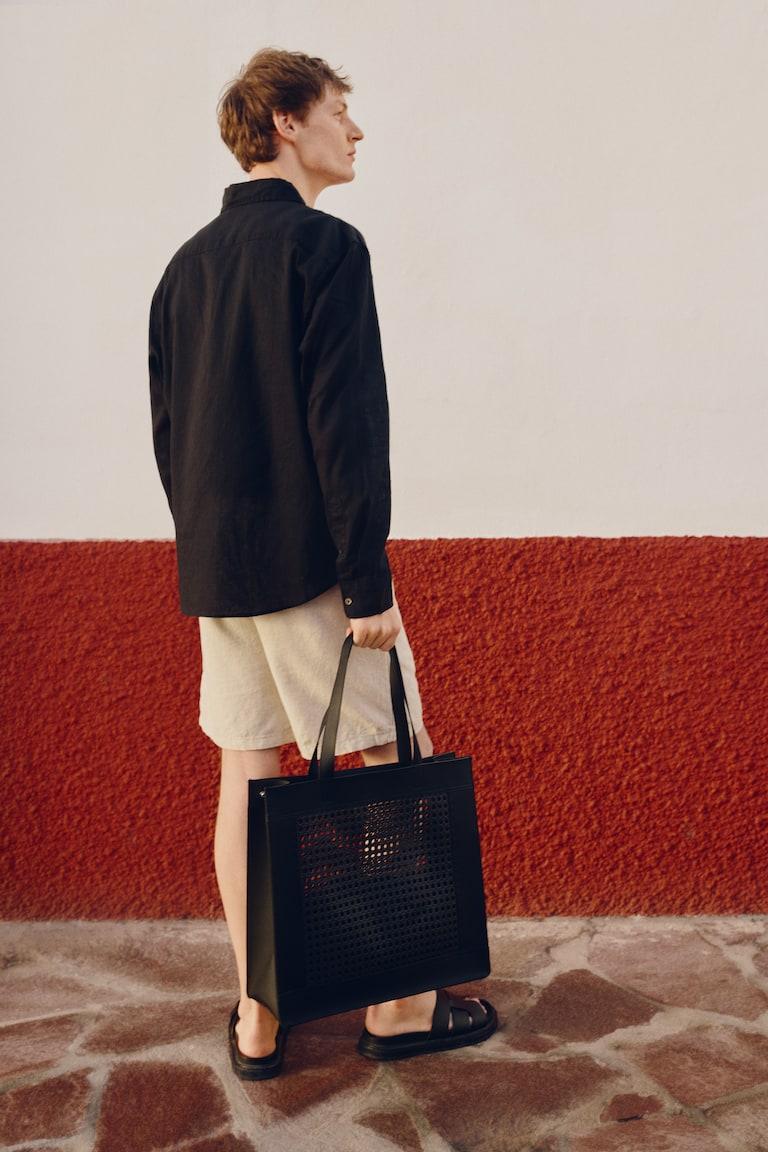 H&M Shorts In Misto Lino Regular Fit - Nero - UOMO