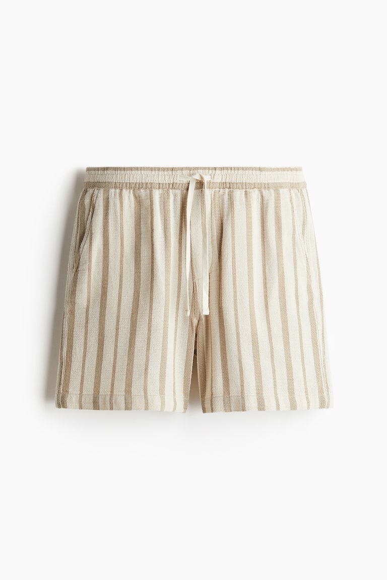 H&M Shorts In Tessuto Regular Fit - Beige/righe - UOMO