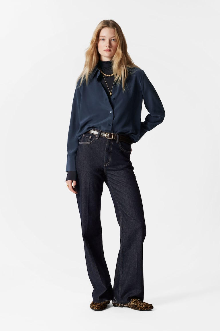 H&M Silk Shirt - Blu Scuro - DONNA