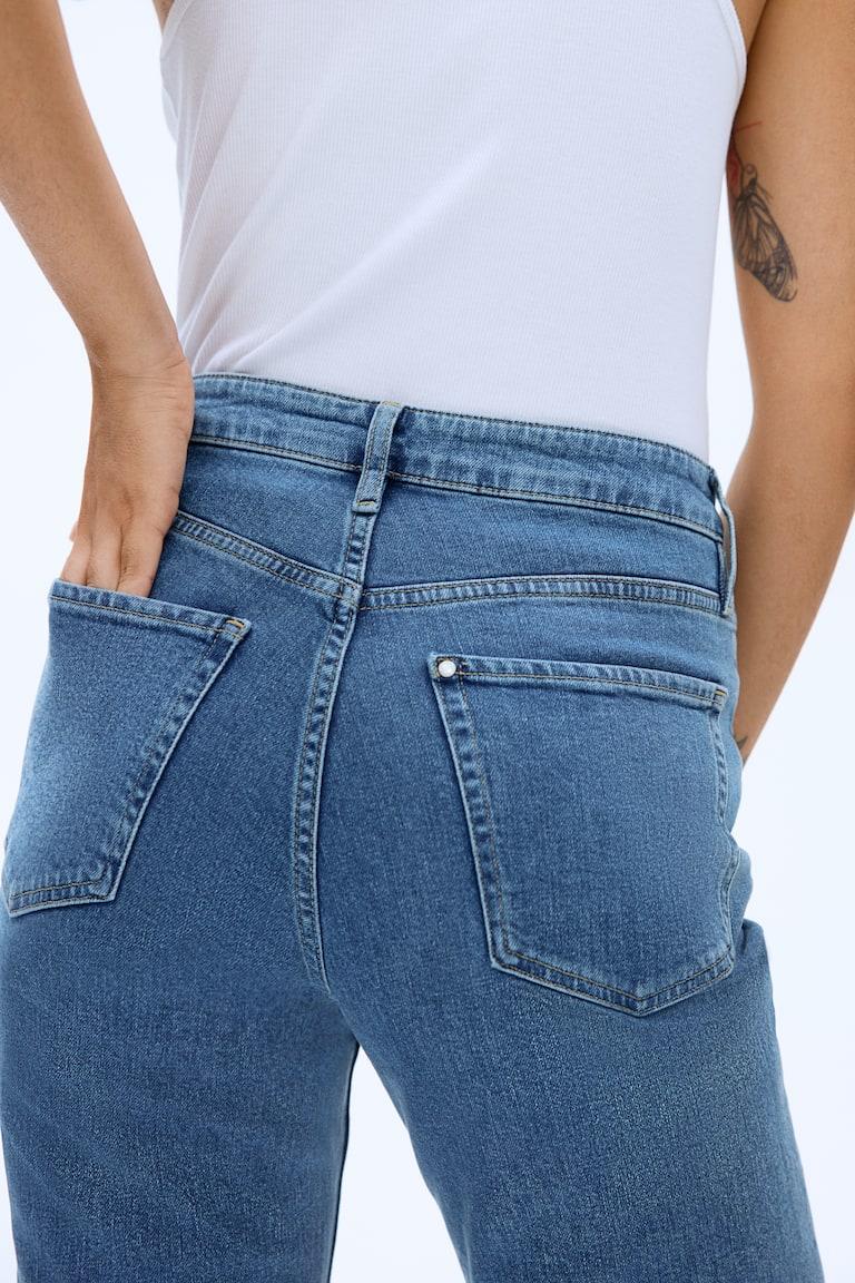 H&M Slim Straight High Ankle Jeans - Nero - DONNA