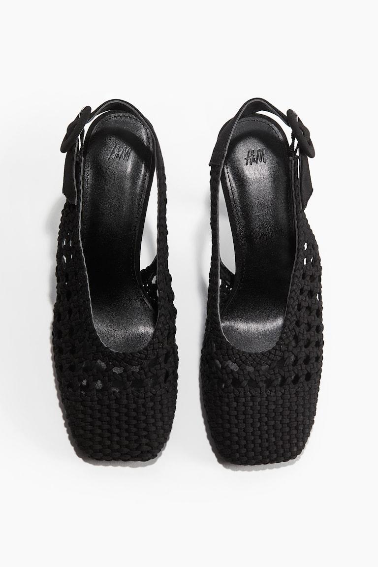 H&M Slingback In Tela Intrecciata - Nero - DONNA