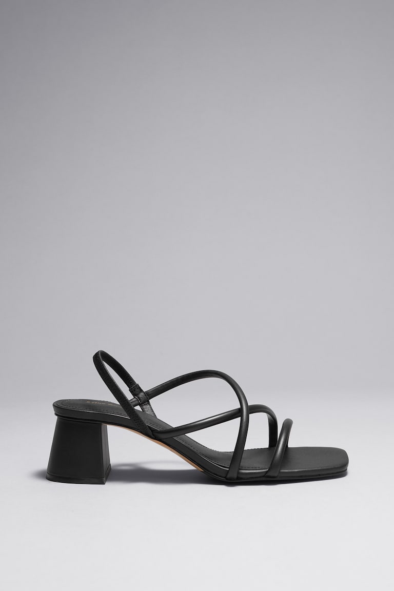 H&M Strappy Block Heel Sandals - Bordeaux - DONNA