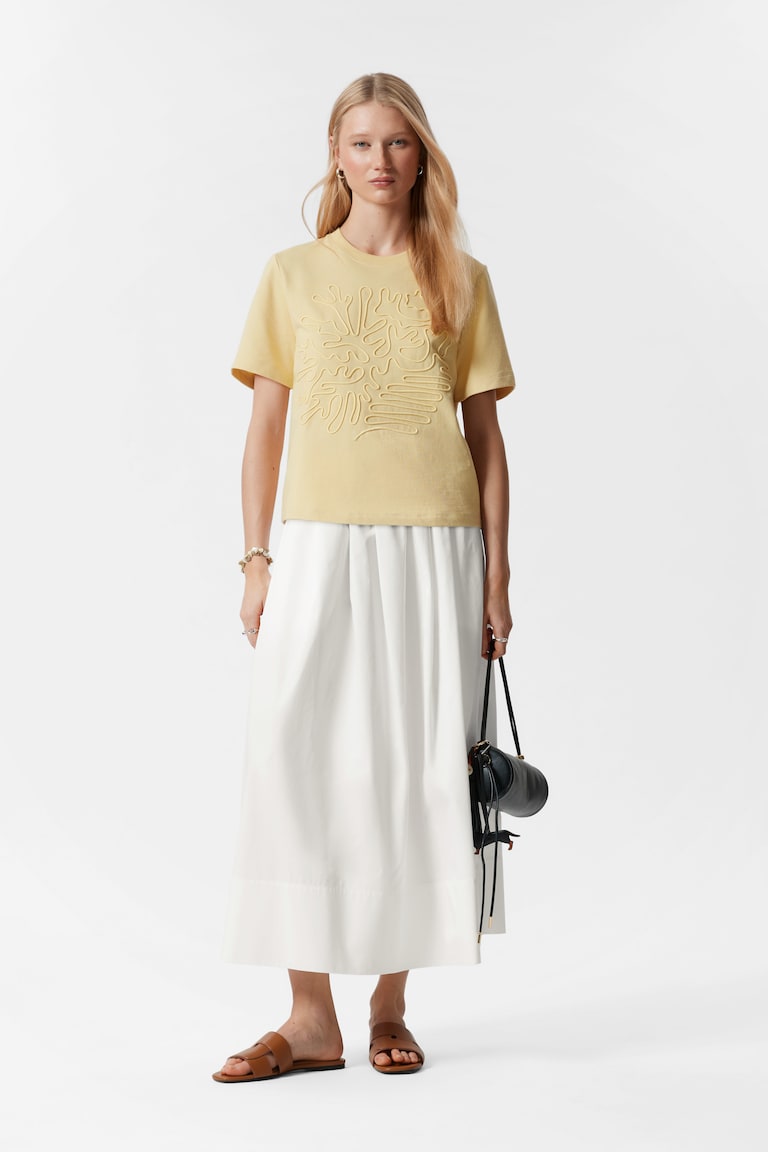 H&M T-shirt Con Applicazione Floreale - Giallo - DONNA