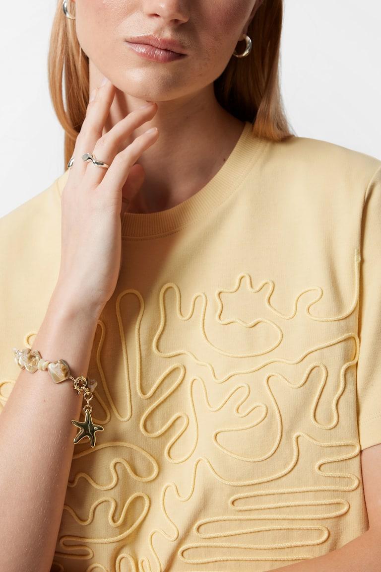 H&M T-shirt Con Applicazione Floreale - Giallo - DONNA