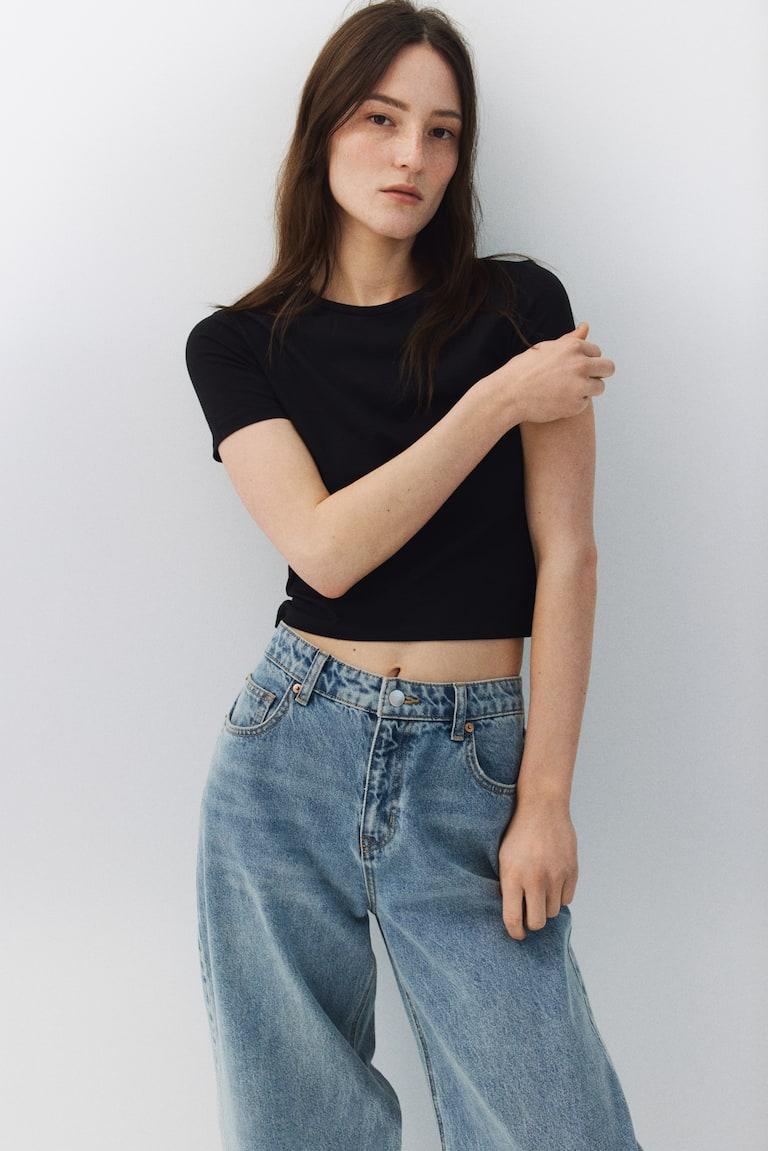 H&M T-shirt Corta - Nero - DONNA