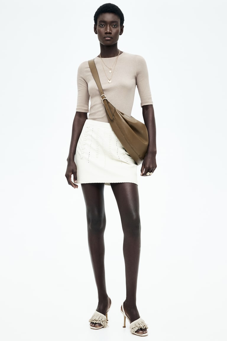 H&M T-shirt In Cotone Pima - Beige - DONNA