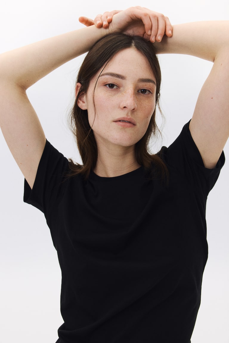 H&M T-shirt In Cotone - Rosa Cipria - DONNA