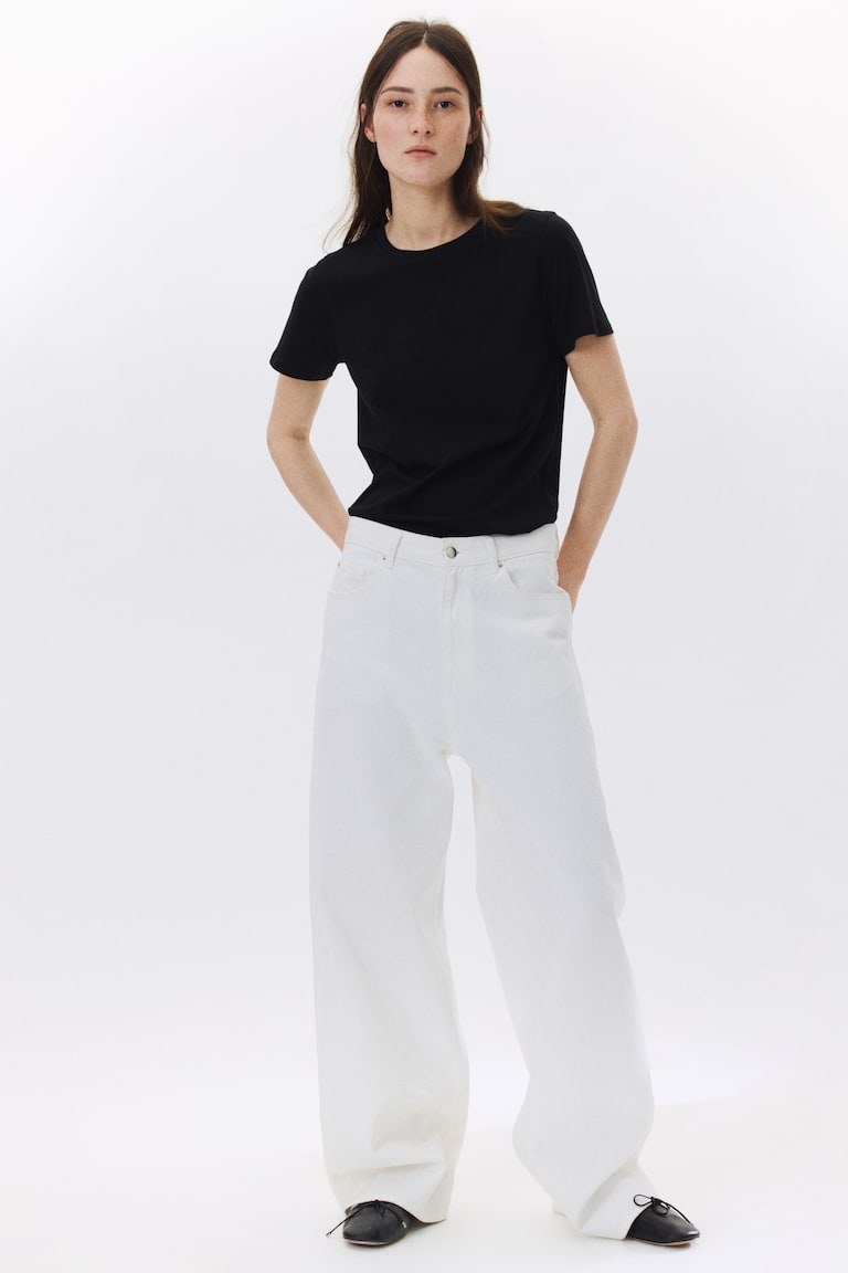 H&M T-shirt In Cotone - Rosa Cipria - DONNA