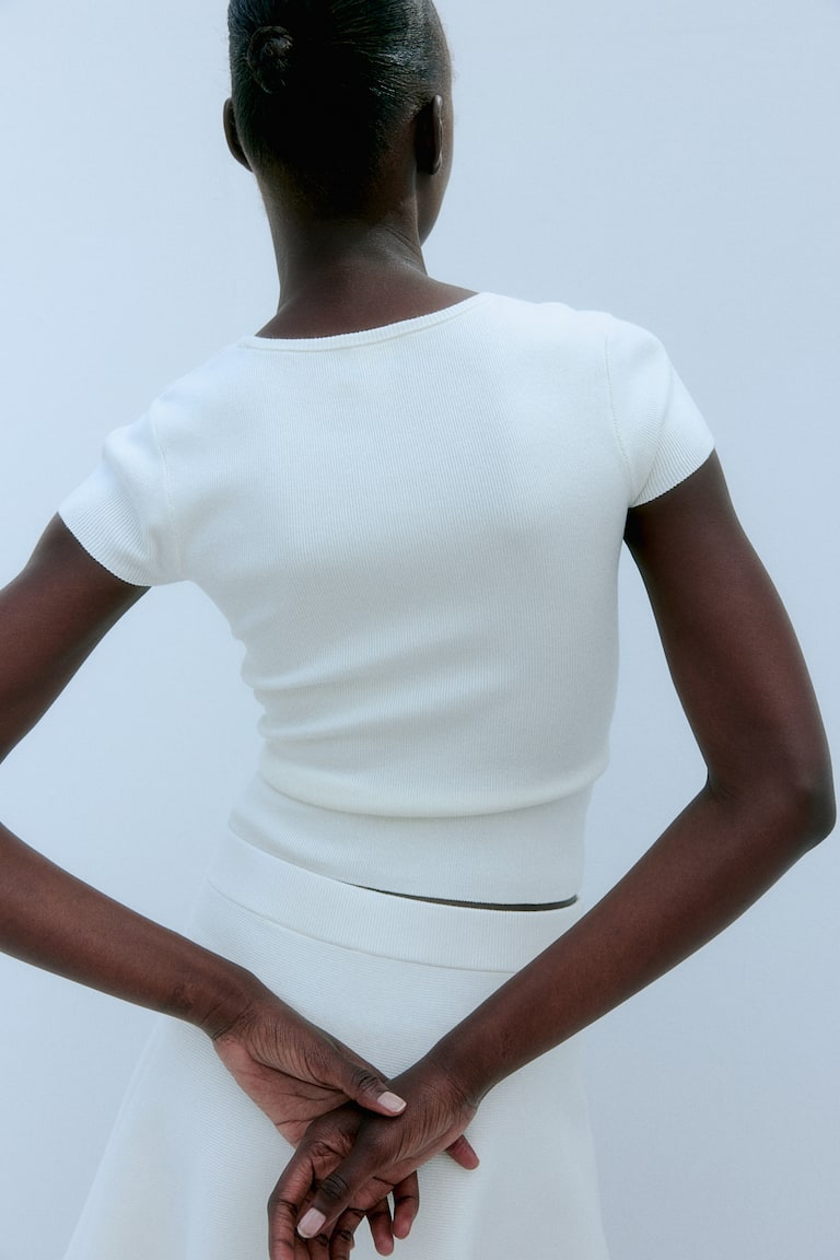 H&M T-shirt In Maglia Fine - Marrone Scuro - DONNA