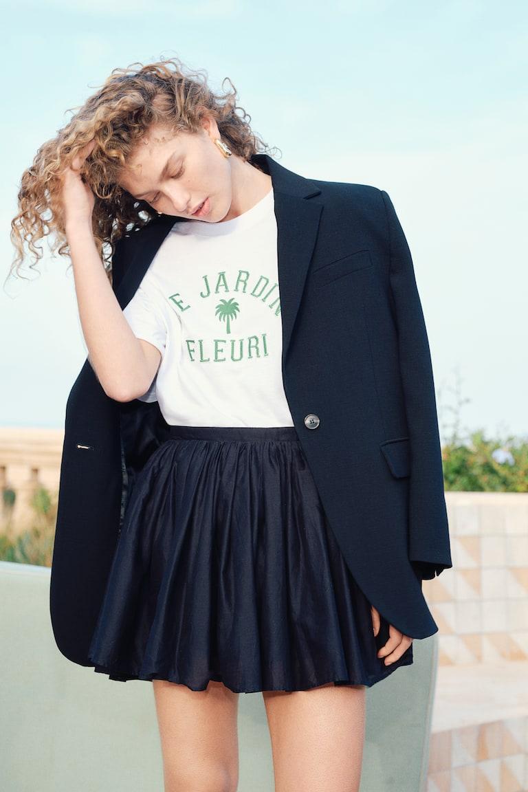 H&M T-shirt oversize - Grigio scuro/banane - DONNA