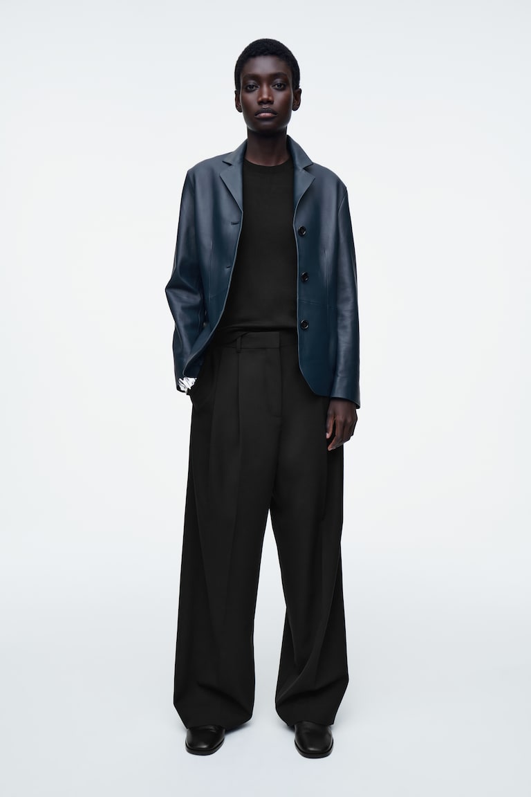 H&M T-SHIRT SLIM IN LANA MERINO - NERO - DONNA