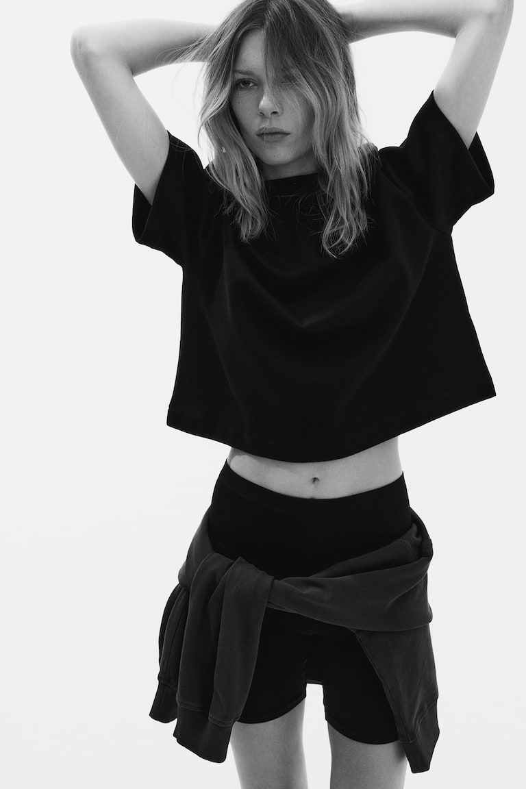 H&M T-shirt squadrata in interlock - Nero - DONNA