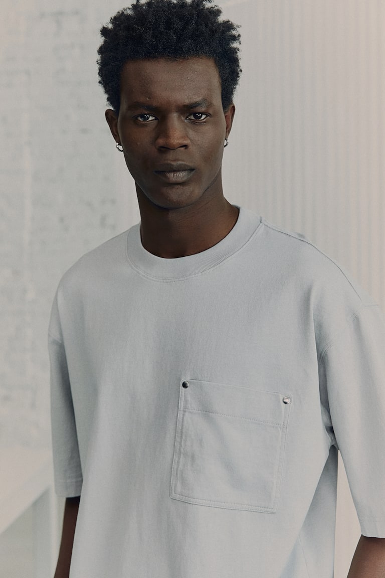 H&M T-shirt Squadrata Look Lavato - Grigio - UOMO