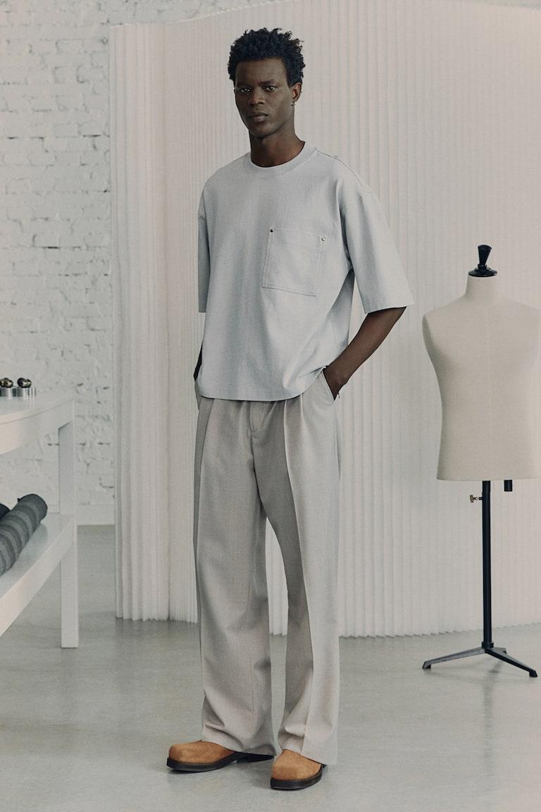 H&M T-shirt squadrata look lavato - Grigio - UOMO