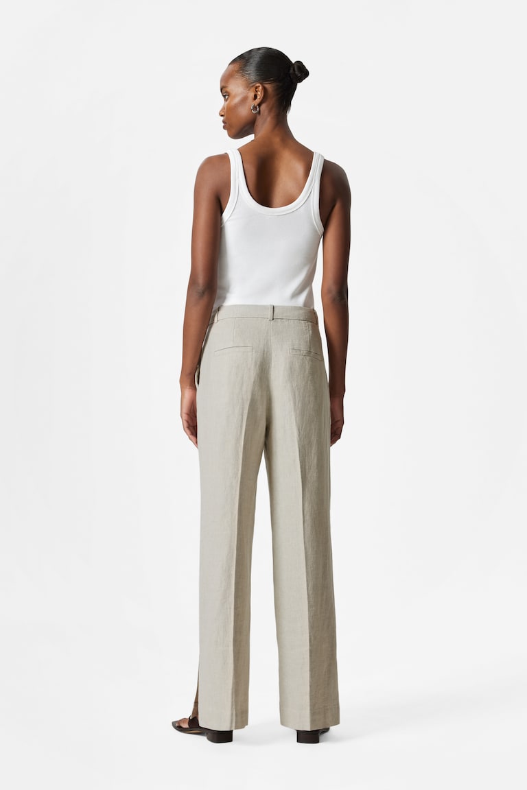 H&M Tailored Linen Trousers - Nero - DONNA