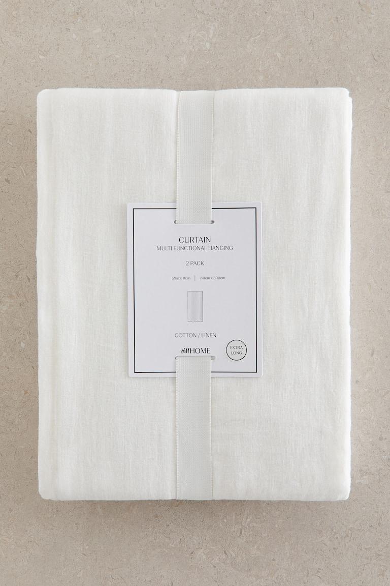 H&M Tende Lunghe In Misto Lino 2 Pezzi - Bianco - HOME