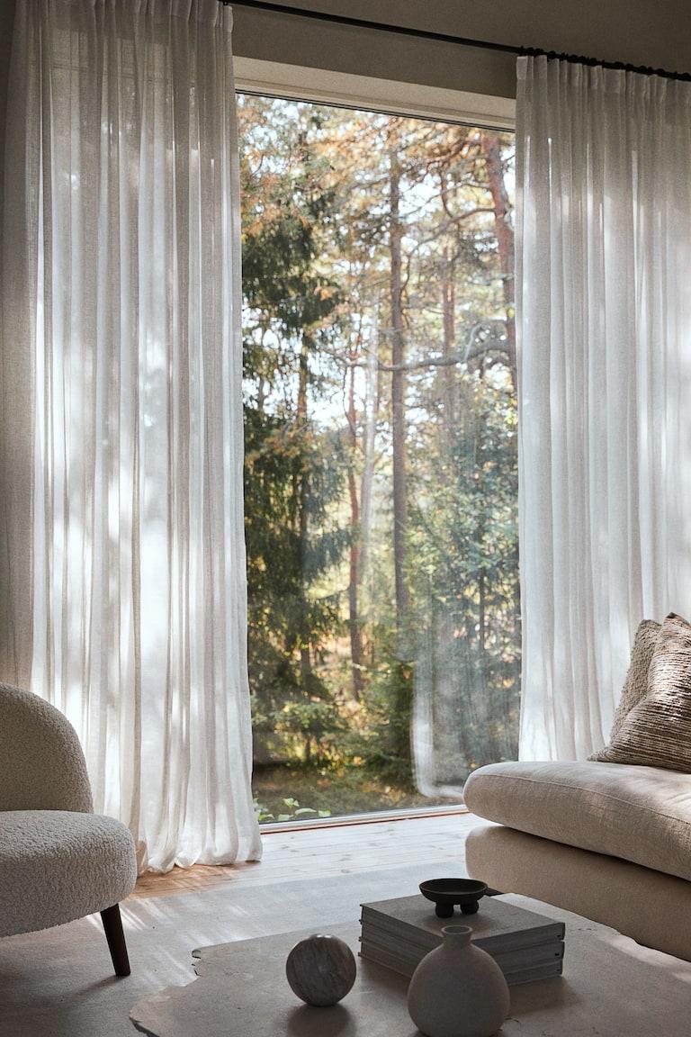 H&M Tende lunghe in misto lino 2 pezzi - Bianco - HOME