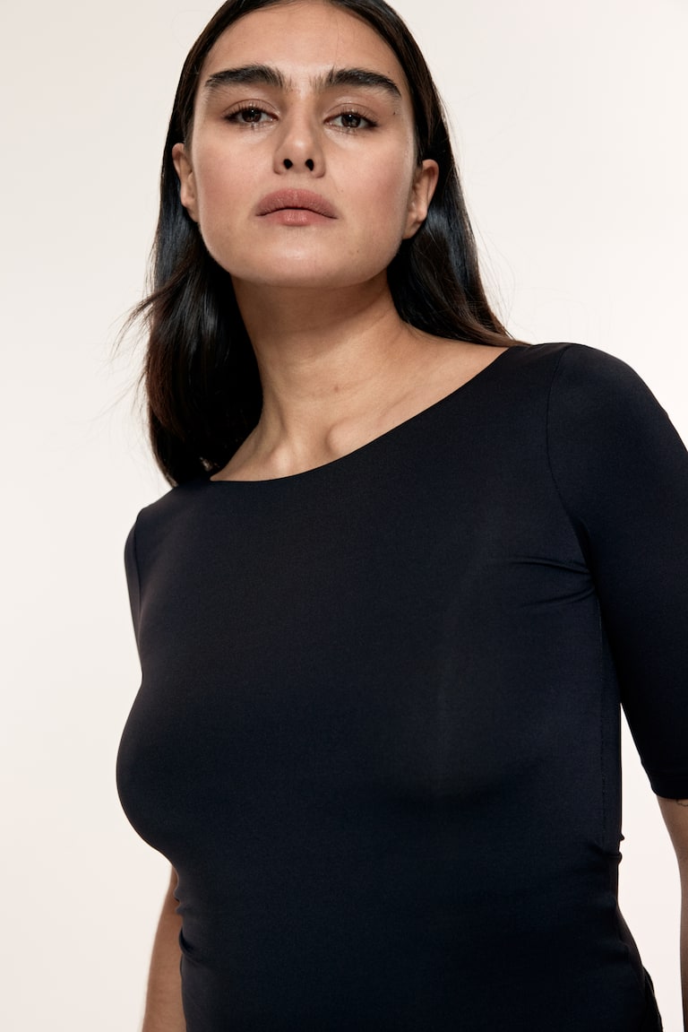 H&M Top Con Scollo Ampio - Marrone - DONNA