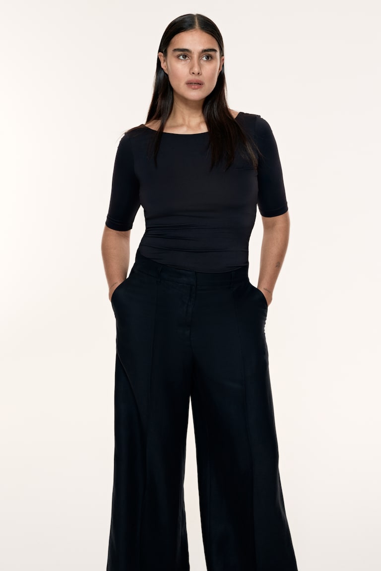 H&M Top Con Scollo Ampio - Marrone - DONNA