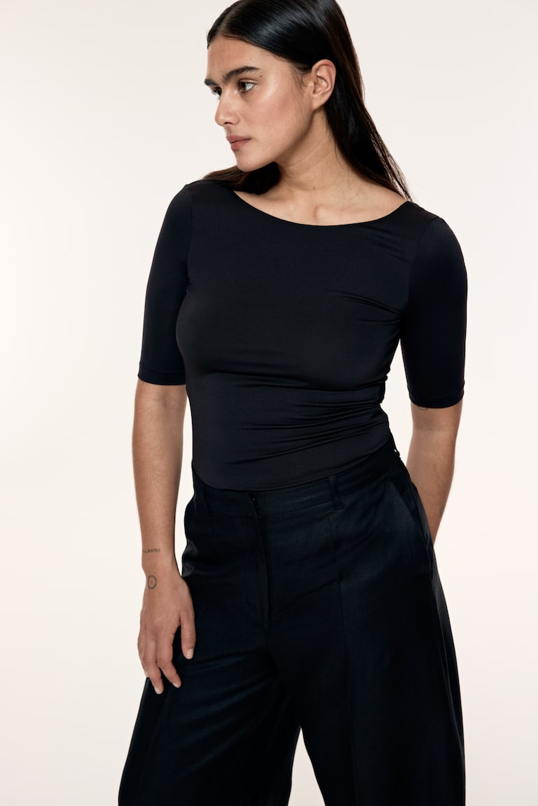 H&M Top con scollo ampio - Marrone - DONNA