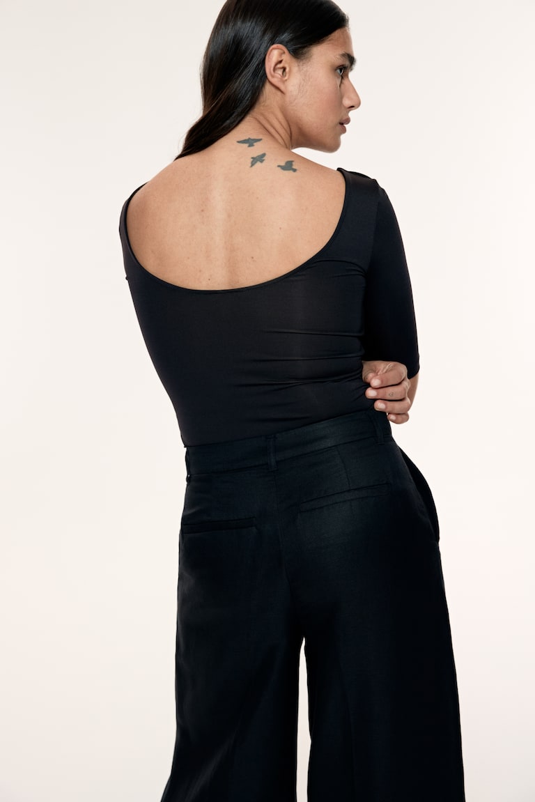 H&M Top Con Scollo Ampio - Nero - DONNA