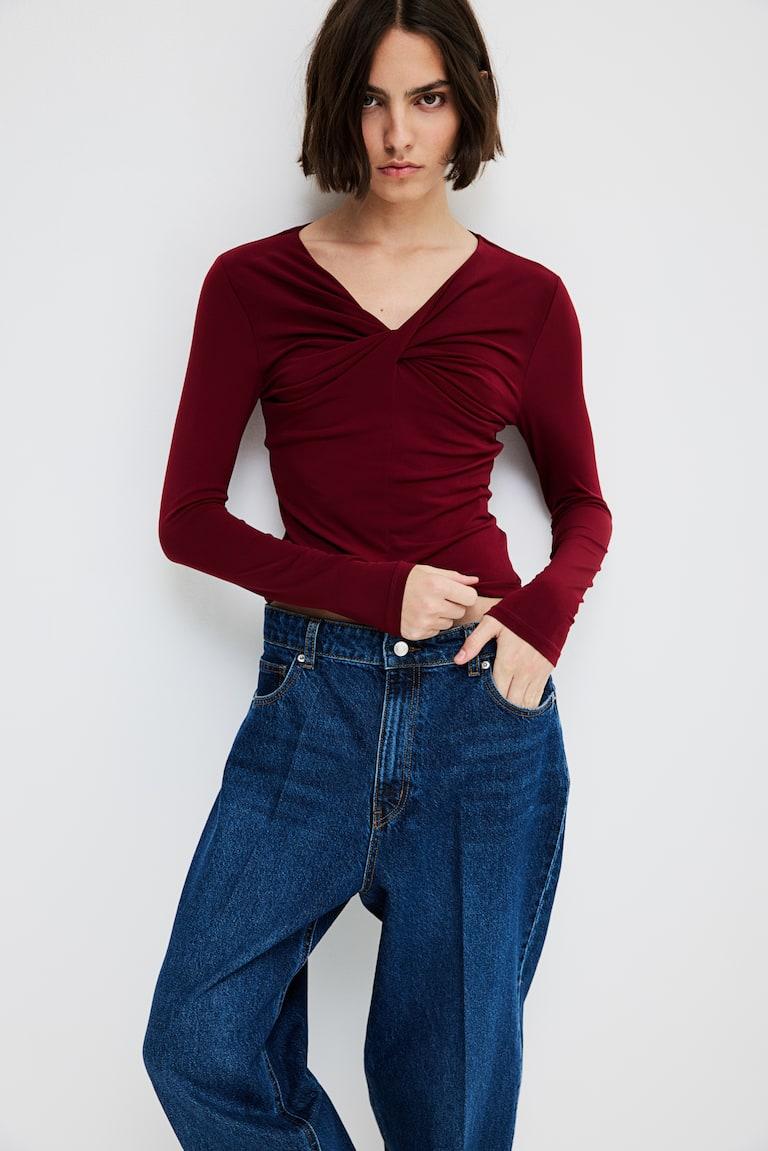 H&M Top Con Torchon - Bordeaux - DONNA