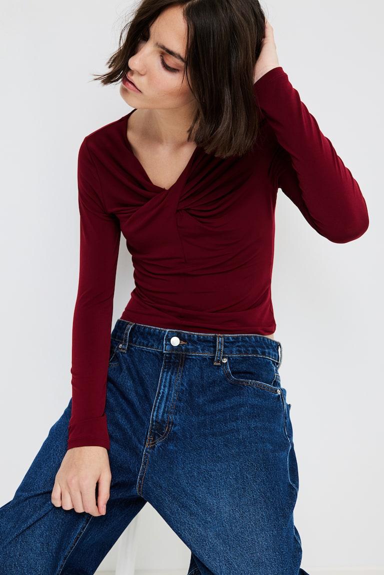 H&M Top Con Torchon - Grigio - DONNA