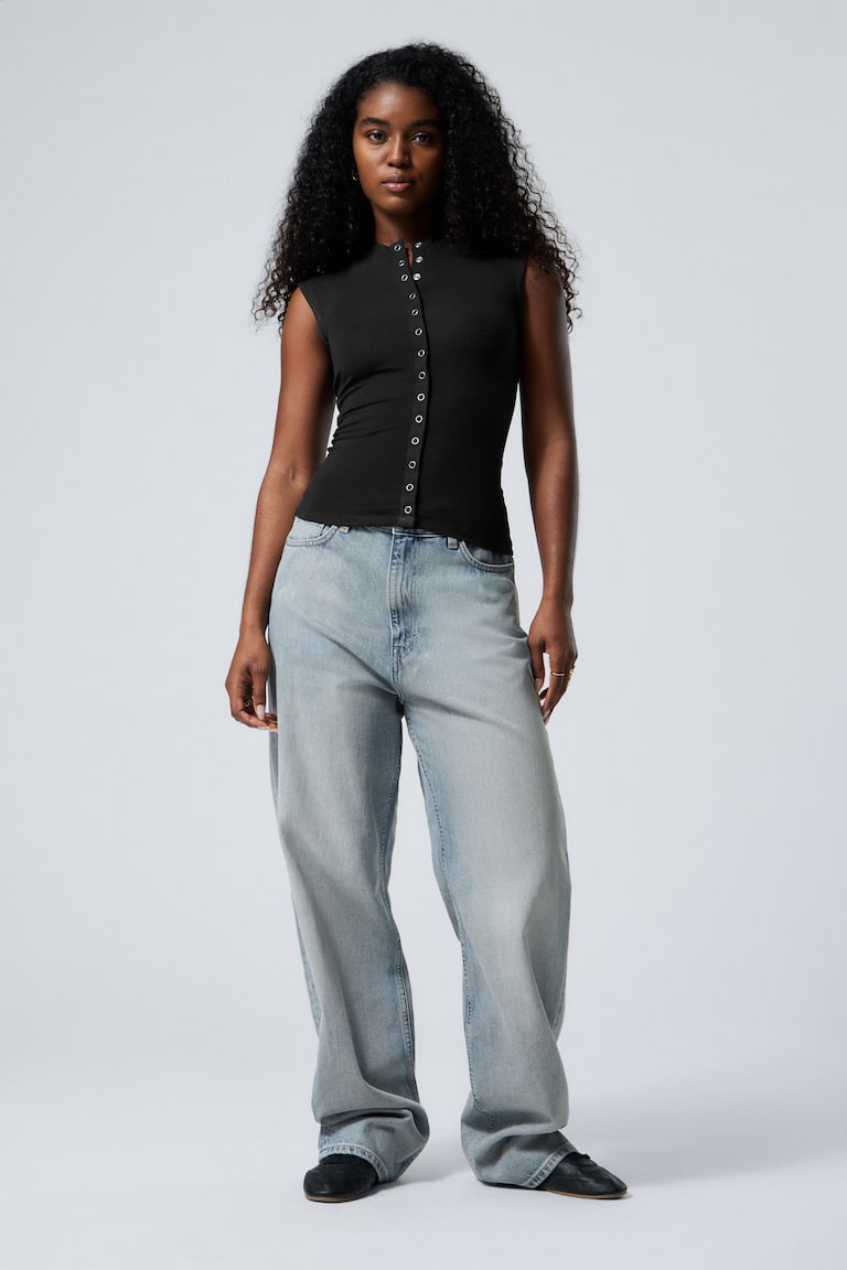 H&M Top Senza Maniche Con Bottoni - Bianco - DONNA