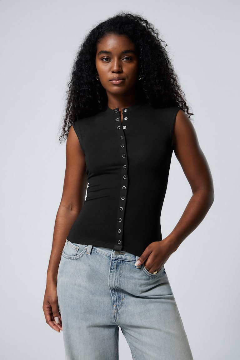 H&M Top senza maniche con bottoni - Bianco - DONNA