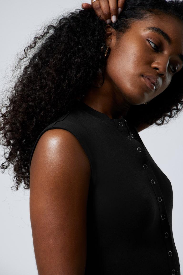 H&M Top Senza Maniche Con Bottoni - Nero - DONNA