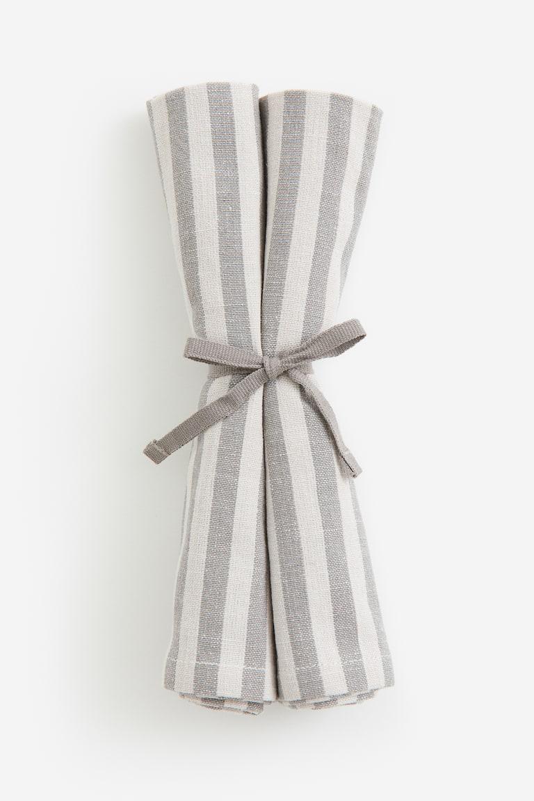 H&M Tovaglioli 2 pezzi - Bianco/quadri - HOME