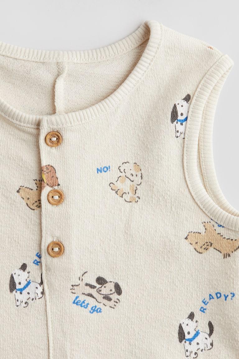 H&M Tutina In Cotone - Beige Chiaro/cani - BAMBINO