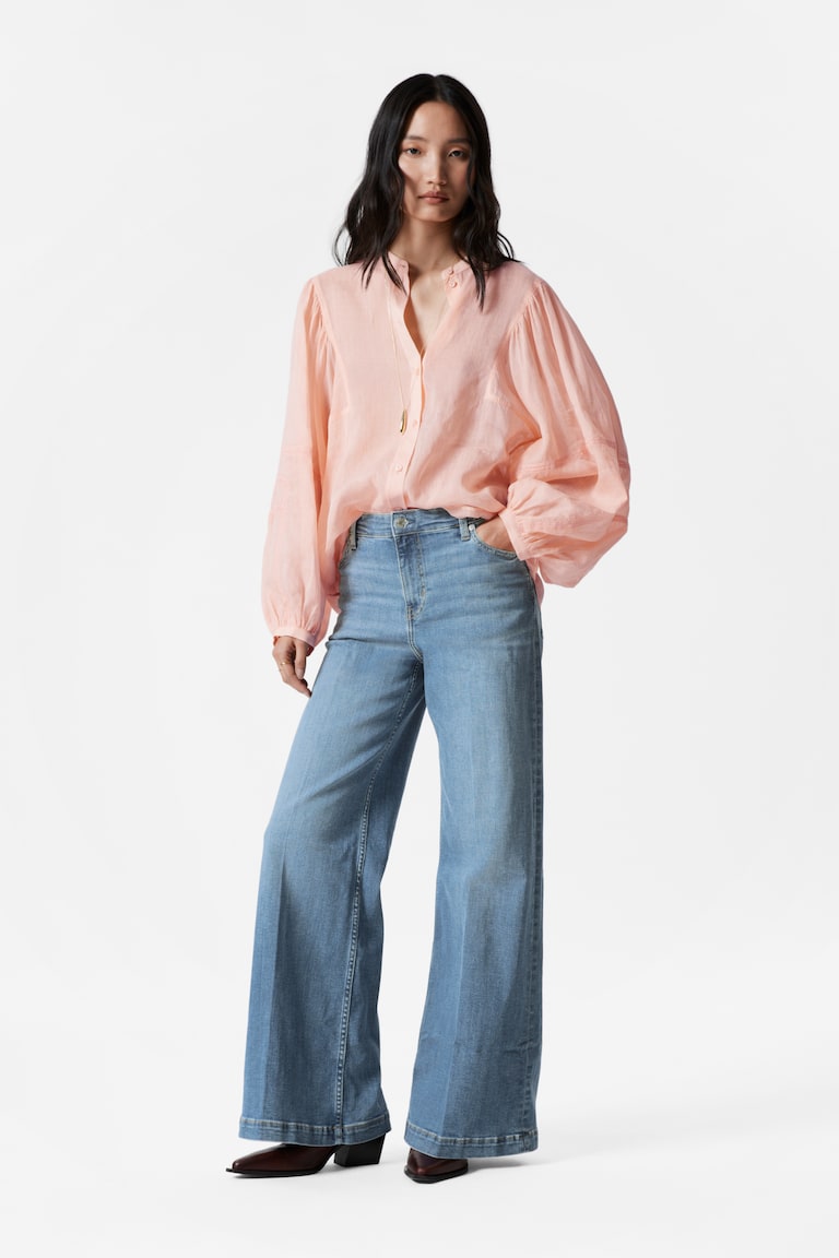 H&M Voluminous Sleeve Blouse - Pesca - DONNA