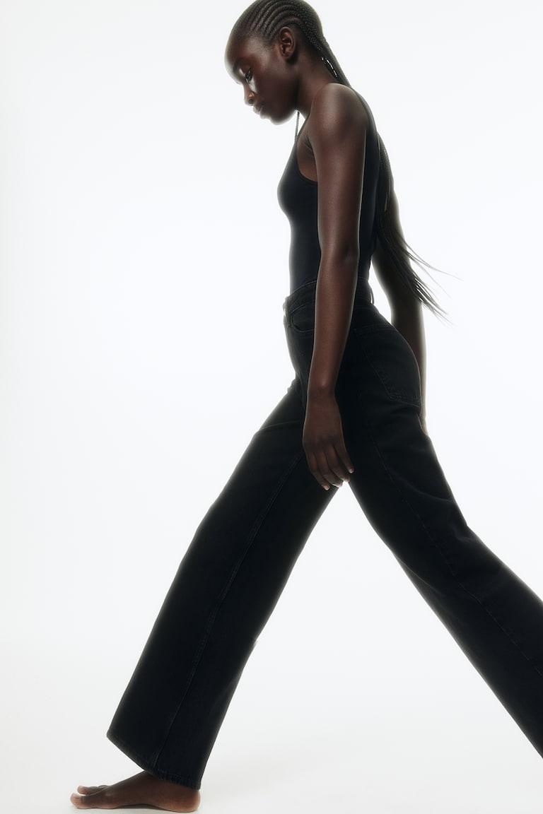 H&M Wide Ultra High Jeans - Bianco - DONNA