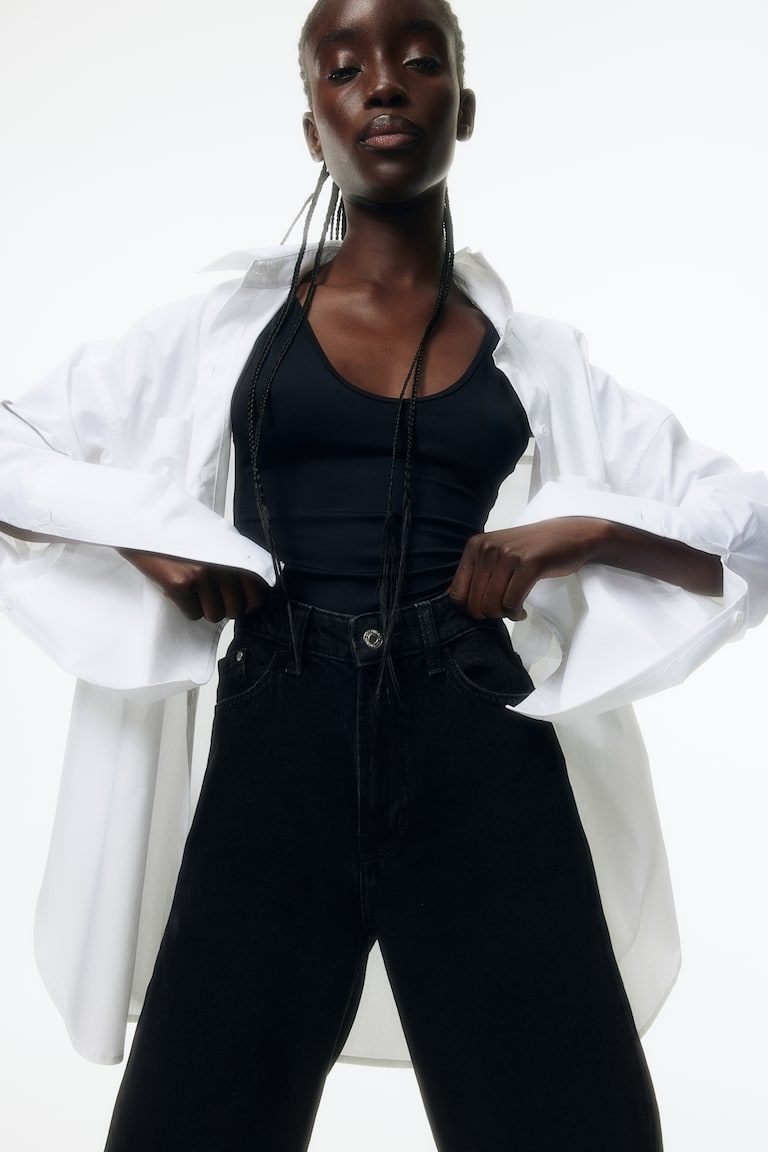 H&M Wide Ultra High Jeans - Nero - DONNA