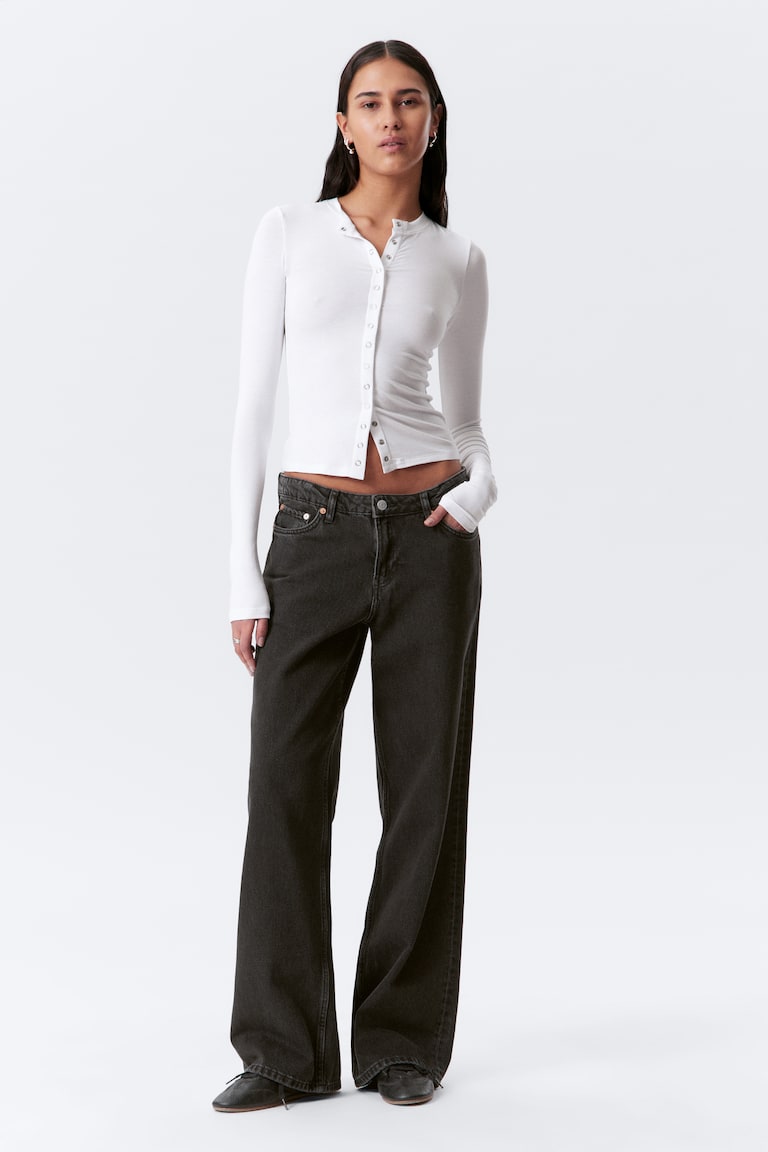 H&M Jeans Ample a vita bassa wide e vestibilità loose - Snow Blue – Azzurro - DONNA