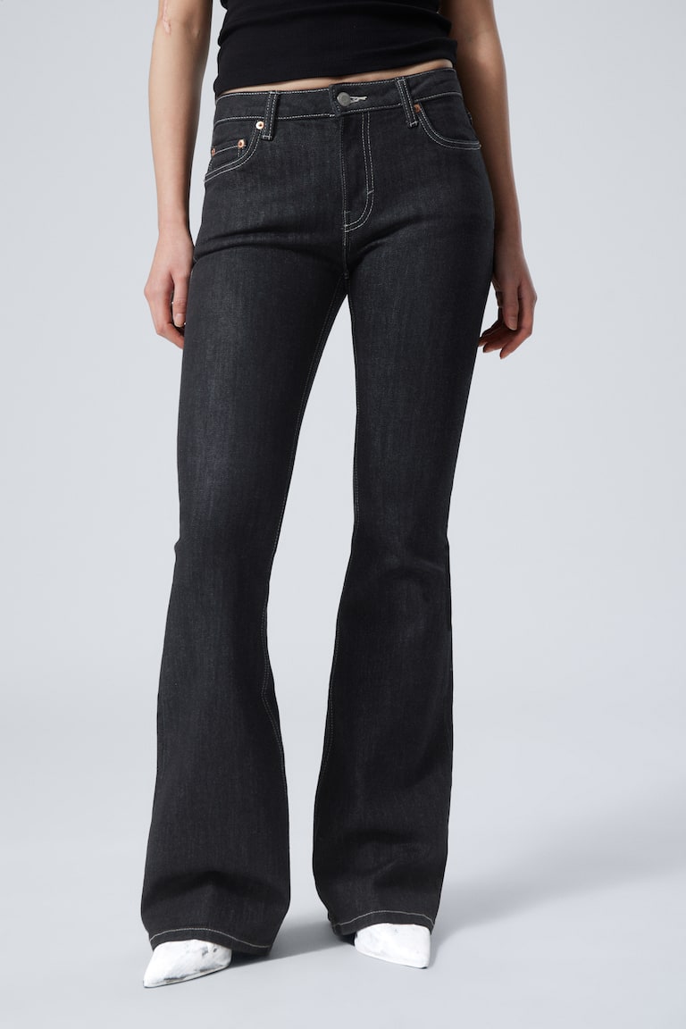 H&M Jeans Flame Flared A Vita Bassa Vestibilità Slim - Snow Blue – Azzurro - DONNA