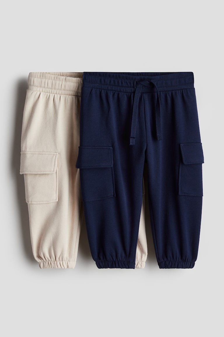 H&M Joggers modello cargo 2 pezzi - Verde kaki chiaro/grigio scuro - BAMBINO
