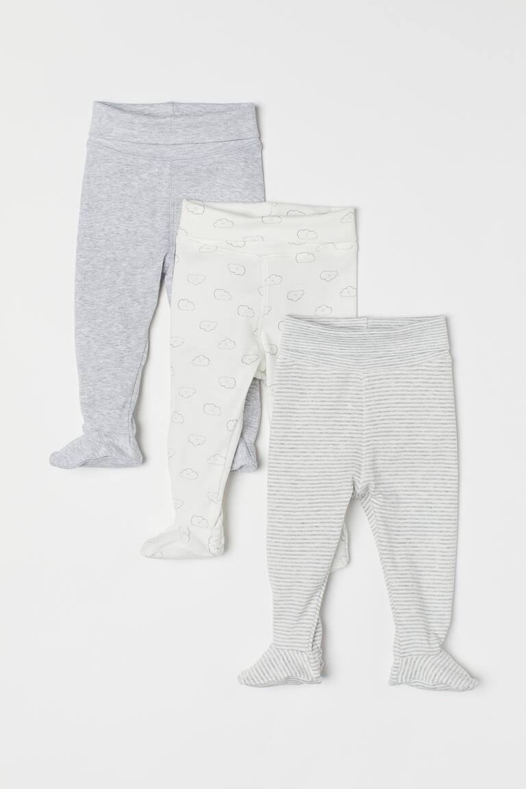 H&M Leggings con bordo risvoltabile in vita 3 pezzi - Rosa cipria/pois - BAMBINO