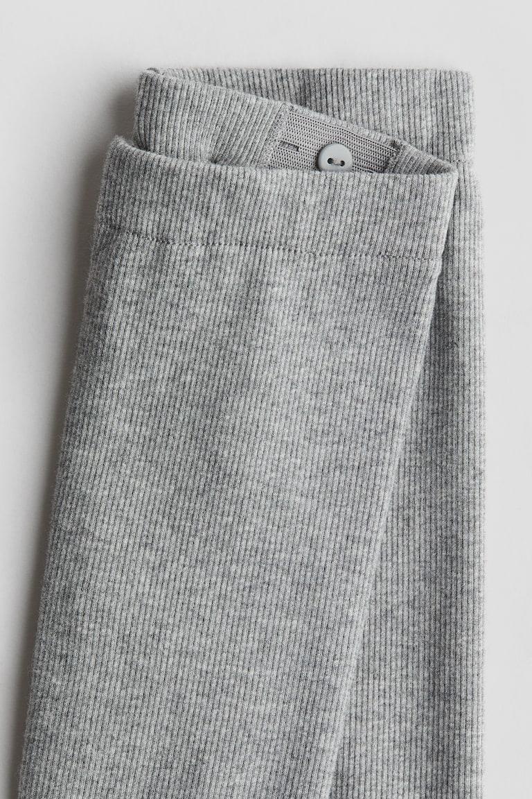 H&M Leggings In Cotone A Coste - Beige Mélange - BAMBINO