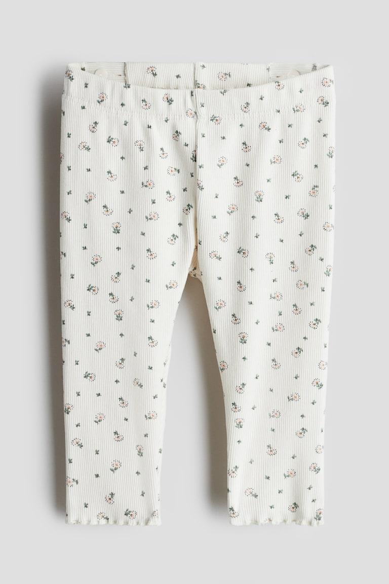 H&M Leggings in cotone a coste - Beige mélange - BAMBINO