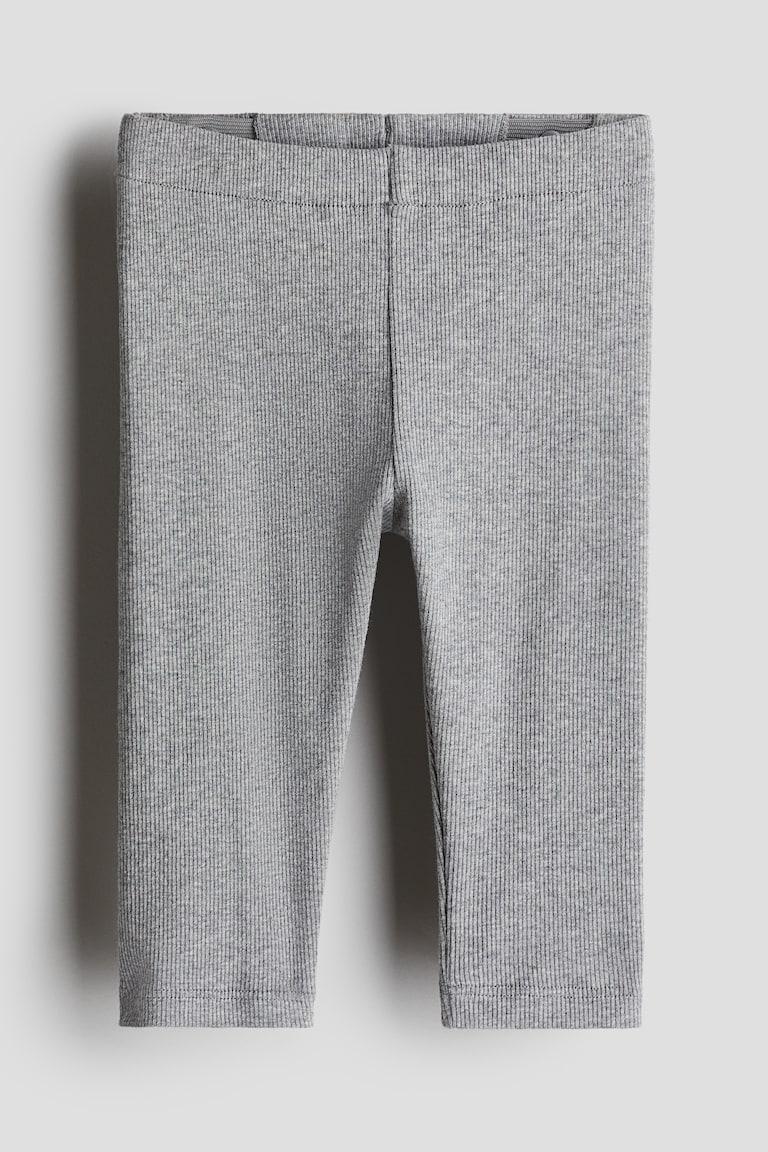 H&M Leggings in cotone a coste - Grigio mélange - BAMBINO
