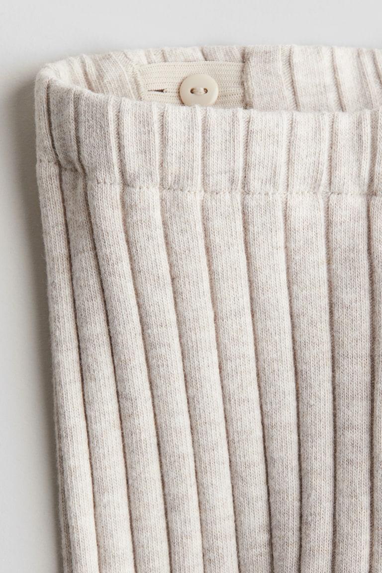 H&M Leggings In Cotone A Coste Larghe - Beige Chiaro - BAMBINO