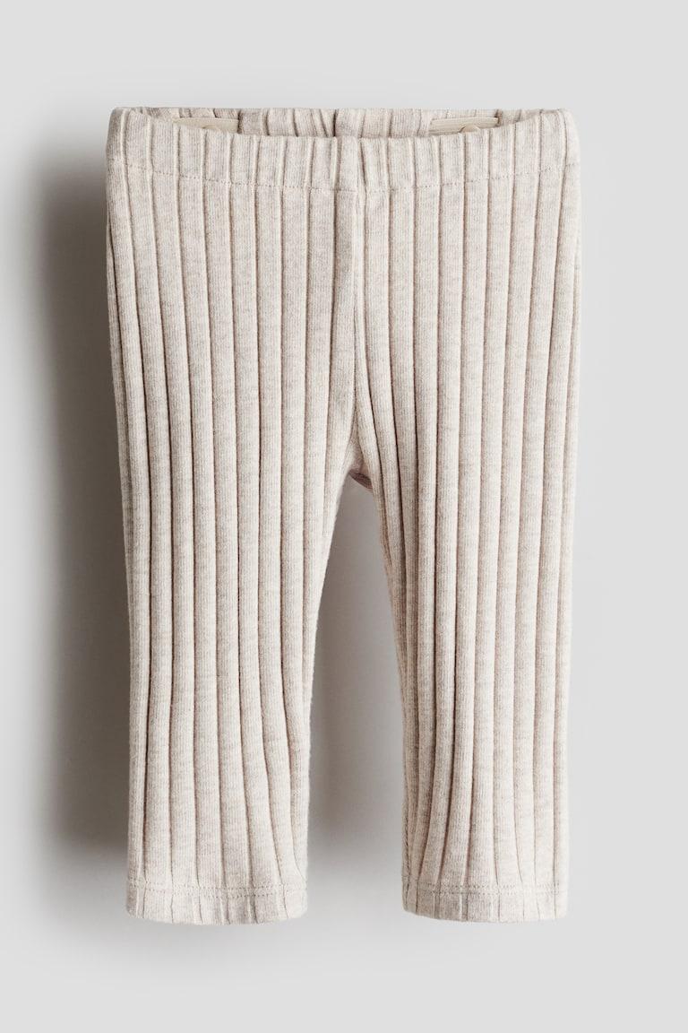 H&M Leggings in cotone a coste larghe - Beige chiaro - BAMBINO